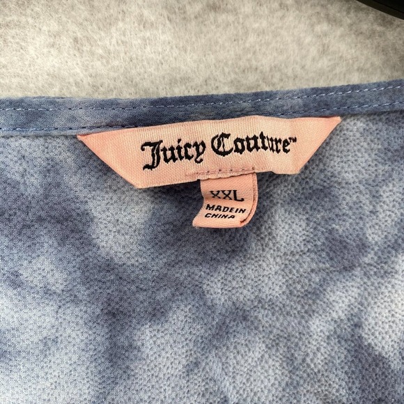 STUNNING Juicy Couture‎ Blouse Womens XXL Crepe Gauzy Front Knot Top Flowy 2XL - Picture 10 of 14